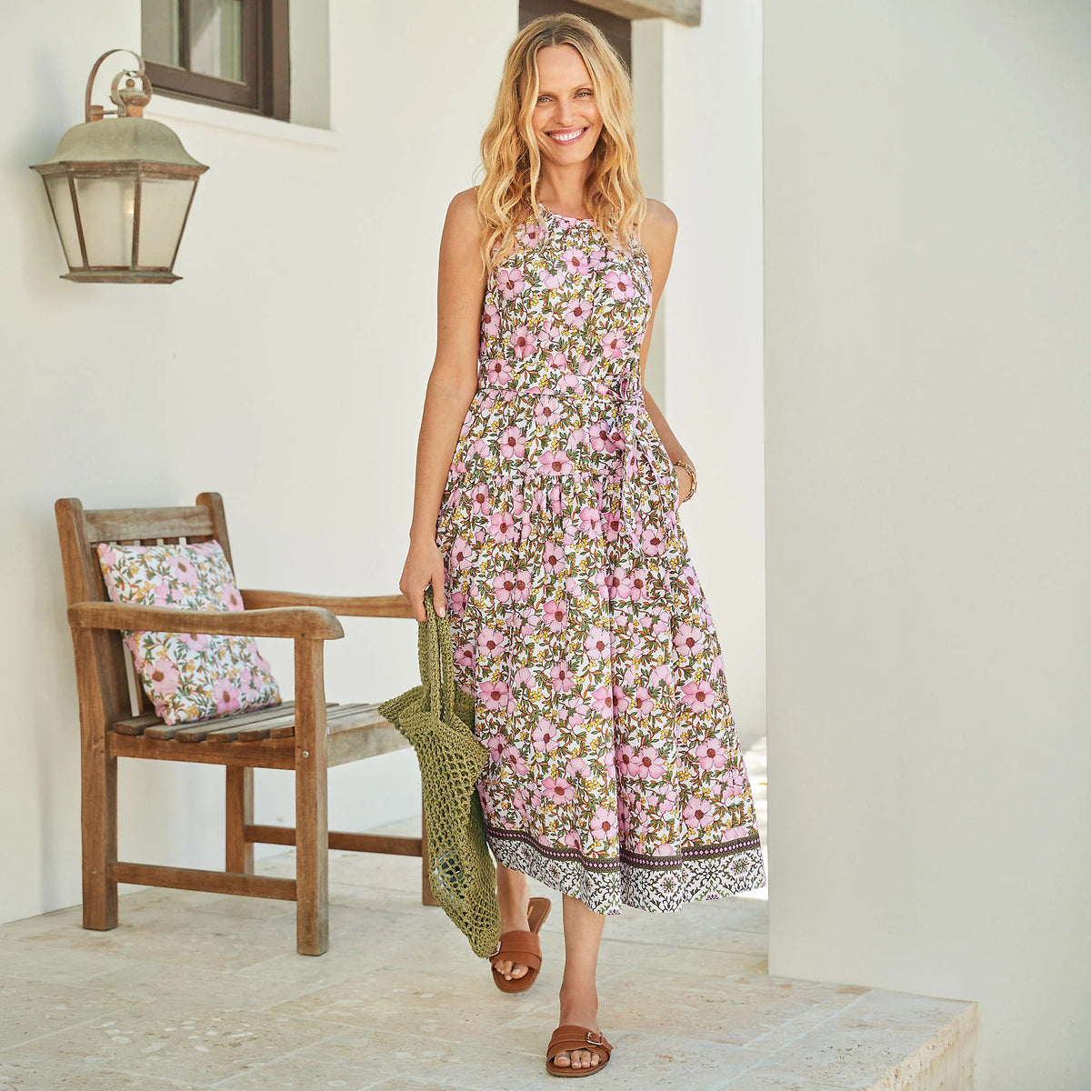 Women's Poplin Halter Midi Dress