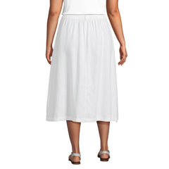 Women's Plus Size Button Front Linen Midi Skirt
