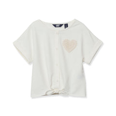 Girls Slouchy Button Front Terry Knit Top
