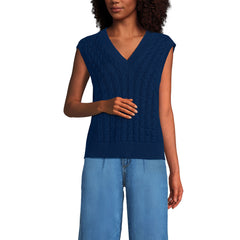 Women's Drifter Modern Cable V Neck Vest Sweater