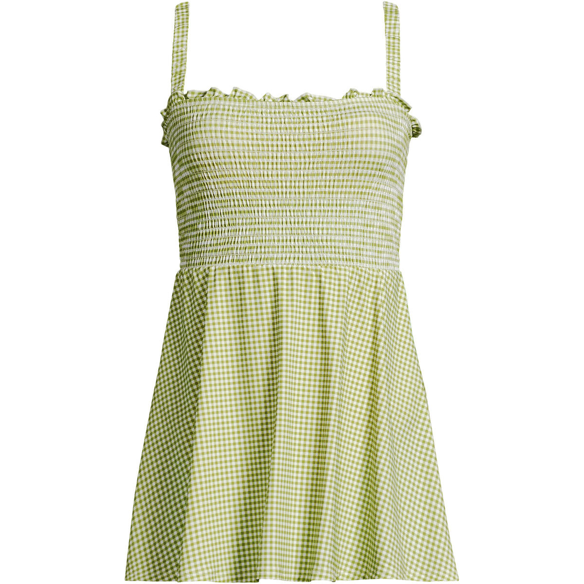Womens Square Neck Smocked Mini Swim Dress