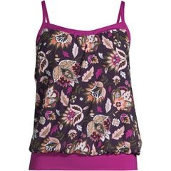 Women's Chlorine Resistant Blouson Tankini Swimsuit Top