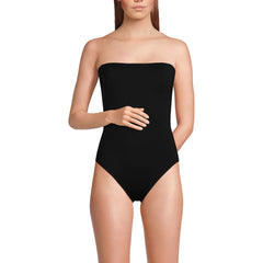 Women's Chlorine Resistant Bandeau High Leg Strappy One Piece Swimsuit