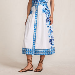 Women's Poplin Border Print Midi Skirt - Set Bottom