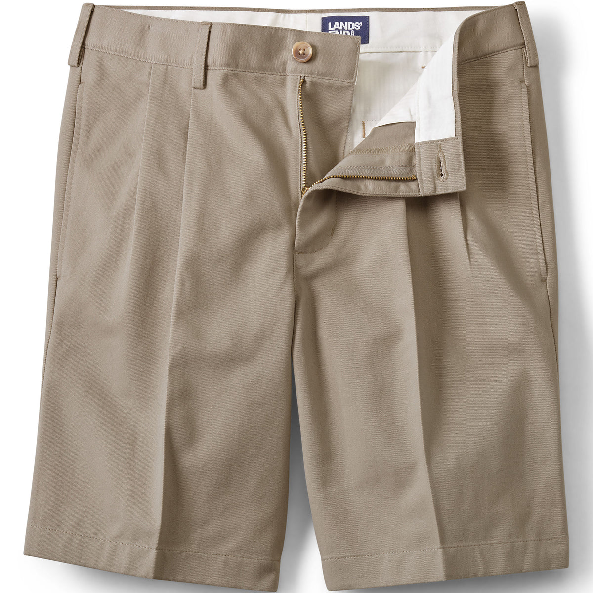 Men's Big and Tall No Iron 9" Comfort Waist Pleated Front Chino Short