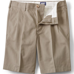 Men's Big and Tall No Iron 9" Comfort Waist Pleated Front Chino Short