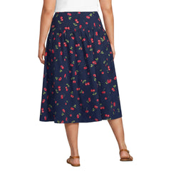 Women's Plus Size Poplin Drop Waist Midi Skirt - Set Bottom