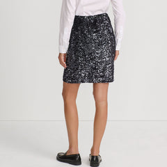 Women's Knit Velvet Sequin Above the Knee Skirt