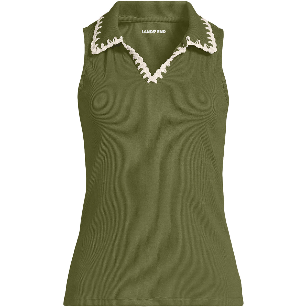 Women's Plus Size Sleeveless Micro Rib Polo