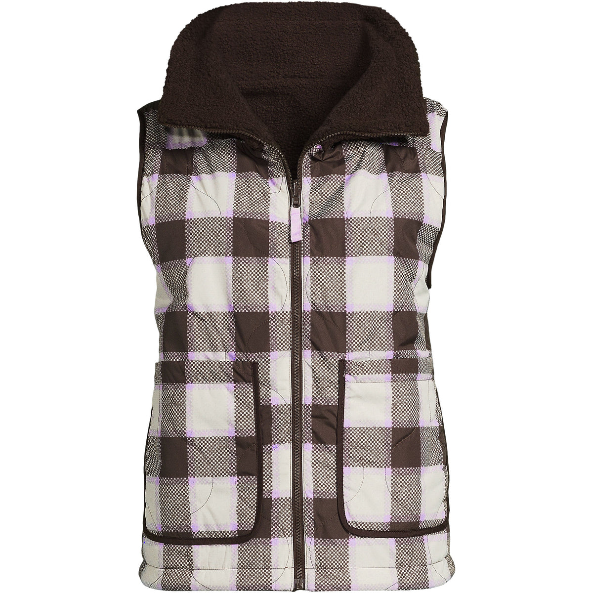 Women's Plus Size Sherpa Fleece Reversible Mixed Media Vest