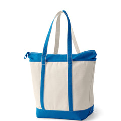 Large 5 Pocket Zip Top Long Handle Canvas Tote Bag