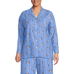 Women's Plus Size Long Sleeve Print Flannel Pajama Top