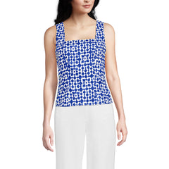Women's Poplin Princess Seam Square Neck Sleeveless Top