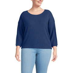 Women's Plus Size 3/4 Sleeve Cozy Rib Dolman Top
