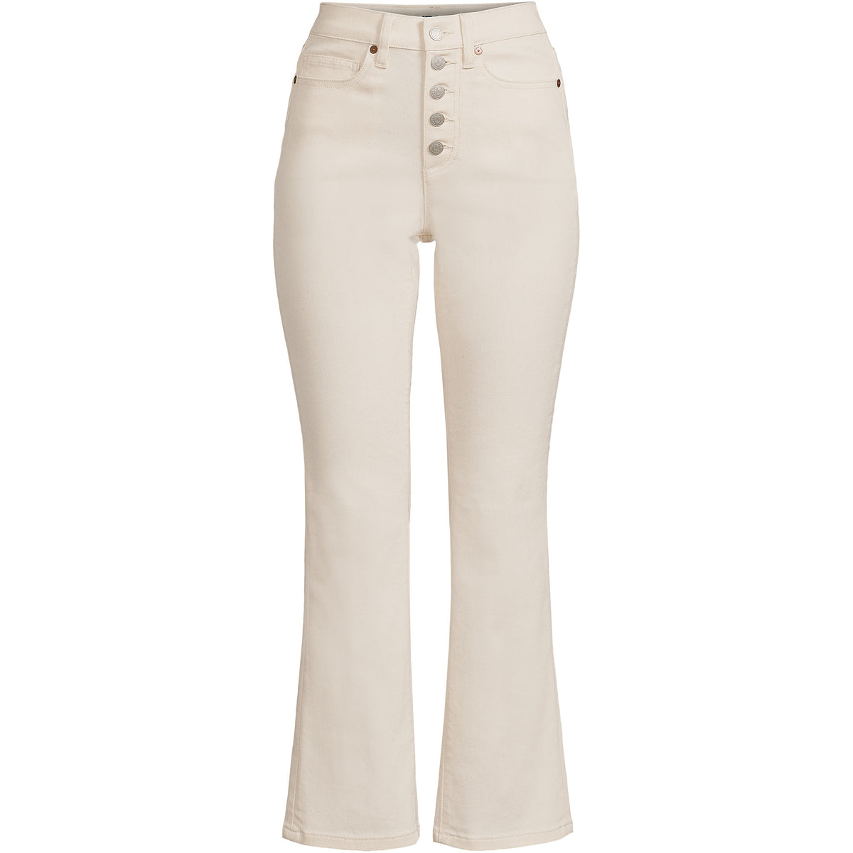 Women's Plus Size Recycled Denim High Rise Button Front Kick Flare Crop Jeans