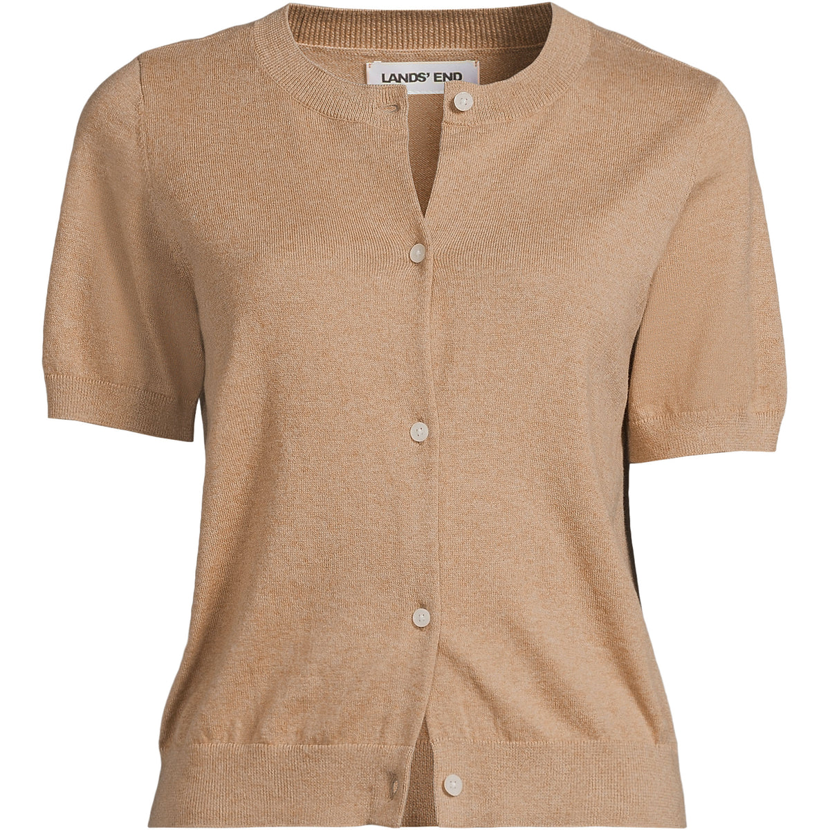 Women's Cotton Short Sleeve Crew Neck Cardigan Sweater