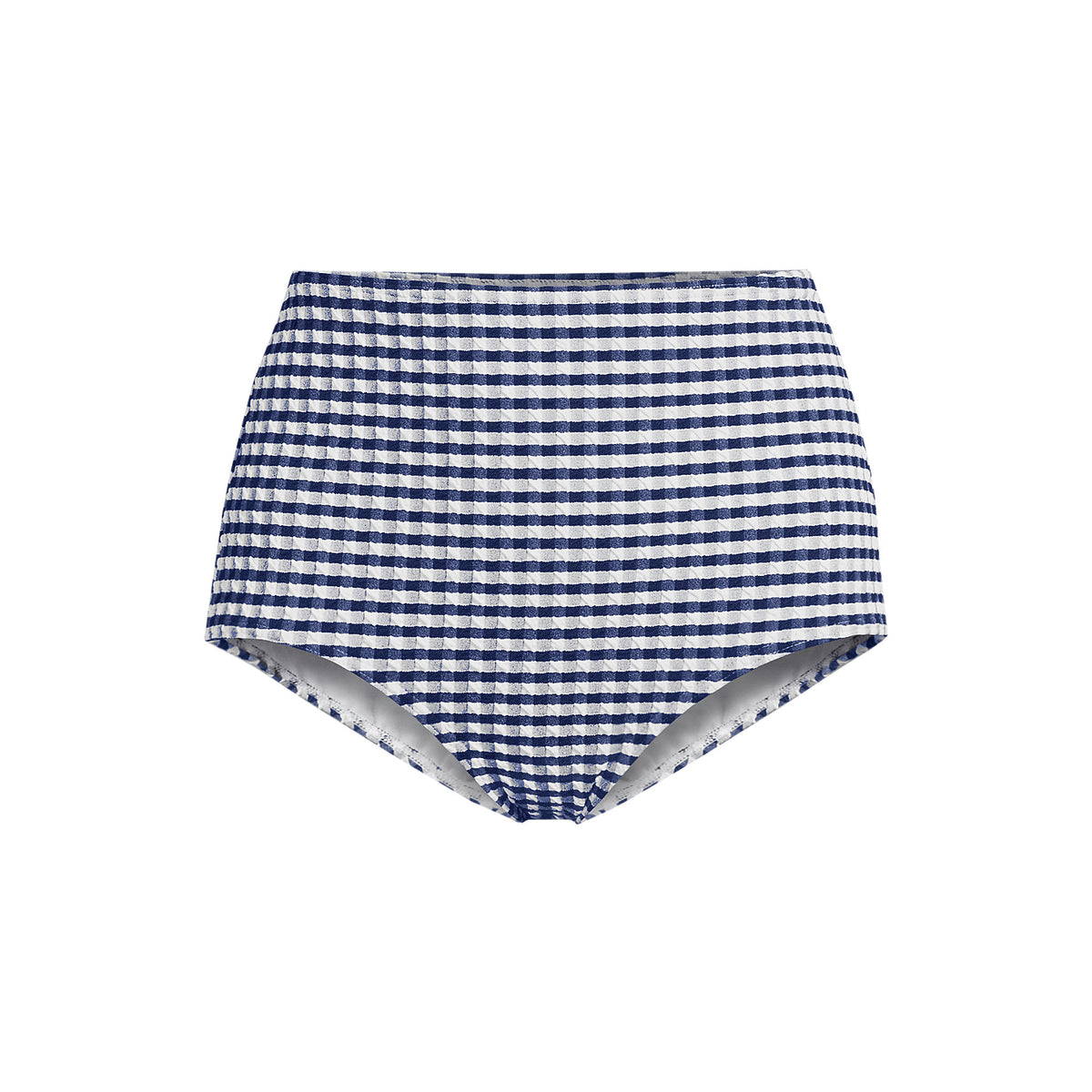 Women's Plus Size Tummy Control Gingham Tugless High Waisted Bikini Bottoms