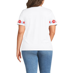 Women's Plus Size Short Sleeve Supima Cotton Embroidered Crew Neck T Shirt