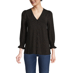 Women's 3/4 Sleeve Lightweight Jersey Button Front Top