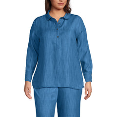 Women's Plus Size Twill TENCEL TM Fiber Popover Shirt