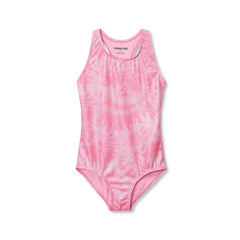 Girls Plus Chlorine Resistant Sporty Hi-Neck Racer Back One Piece Swimsuit