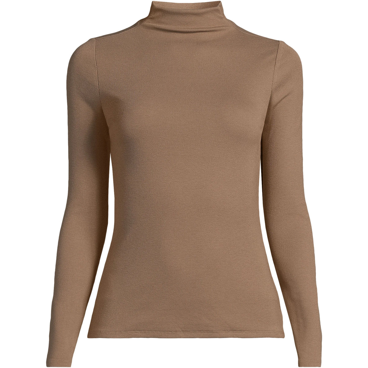 Women's Plus Size Drapey Rib Skimming Long Sleeve Mock Neck