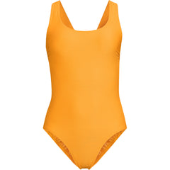 Women's Petite Tugless Ribbed X-Back One Piece Swimsuit
