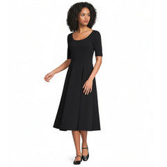 Women's Starfish Elbow Sleeve Midi Fit and Flare Dress