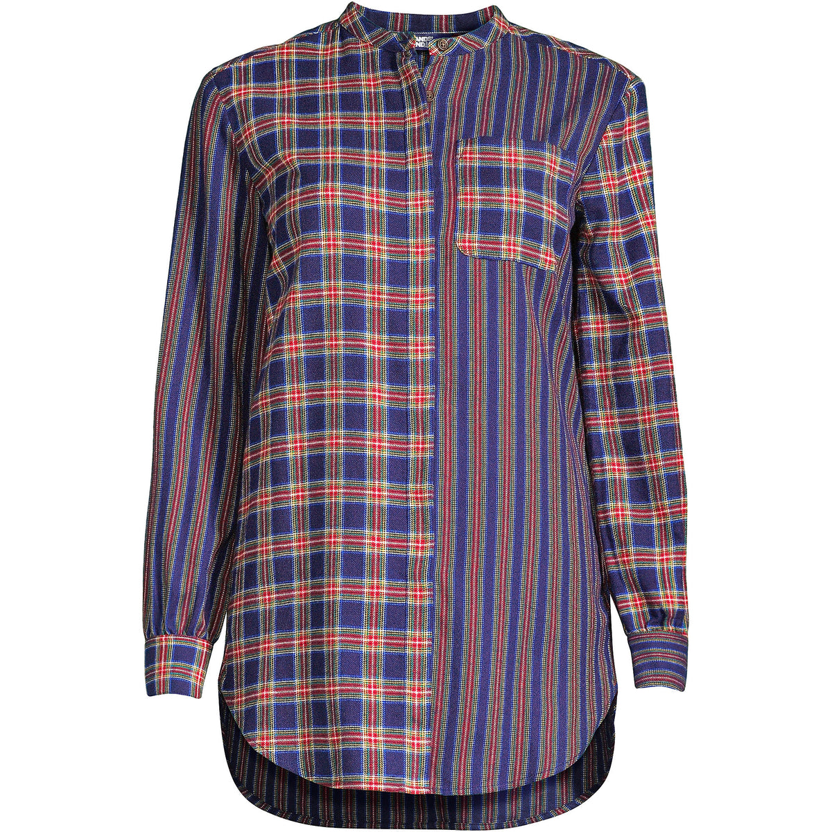 Women's Flannel A-Line Long Sleeve Tunic Top