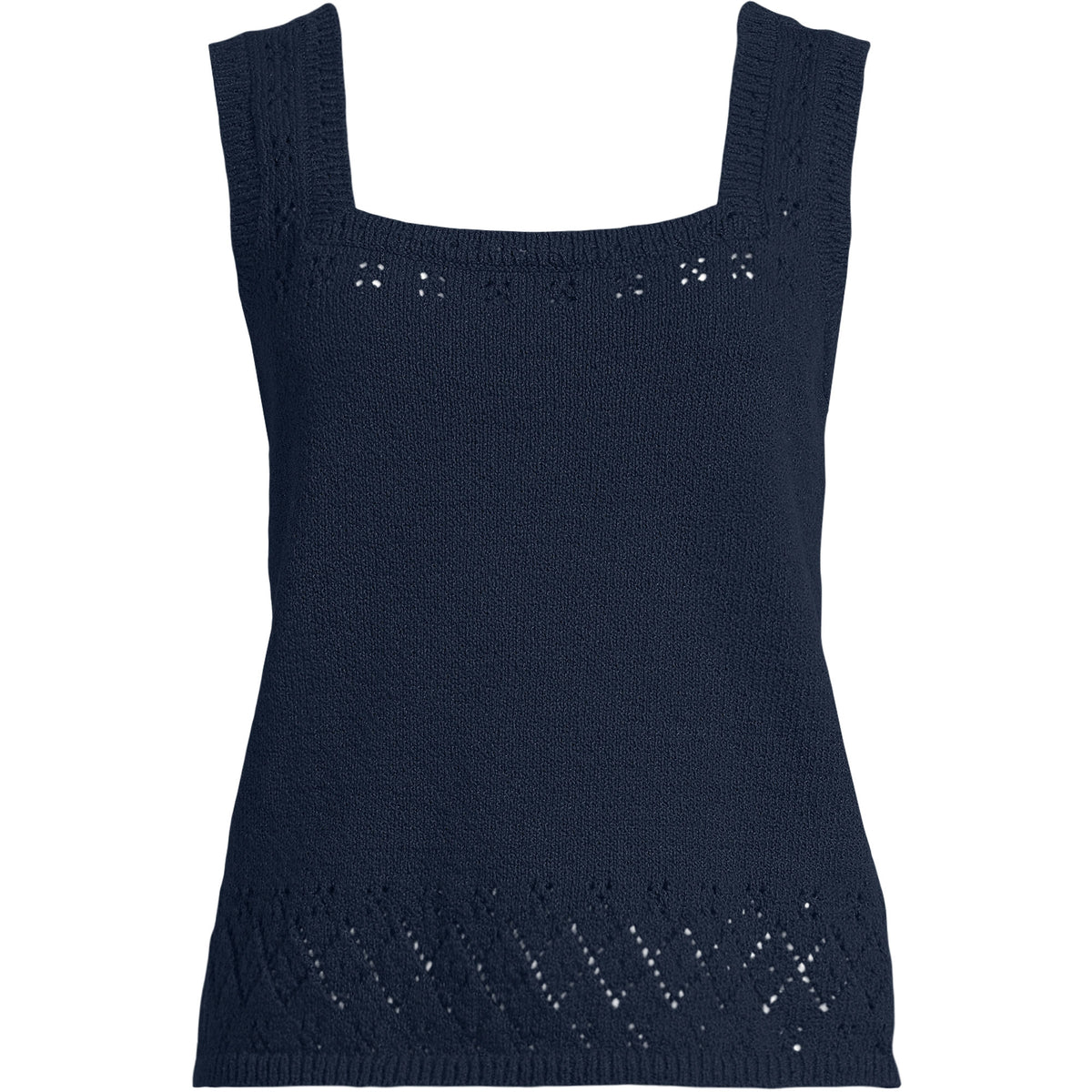 Women's Plus Size Pointelle Square Neck Tank Sweater