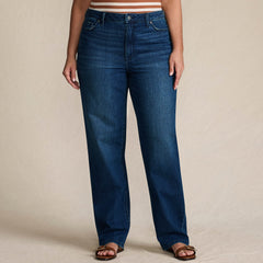 Women's Plus Size Soft Denim Mid Rise Relaxed Straight Leg Jeans
