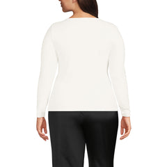 Women's Plus Size Long Sleeve Rib Square Neck Tee