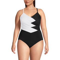 Women's Plus Size New SlenderSuit Pleated Low Leg One Piece Swimsuit