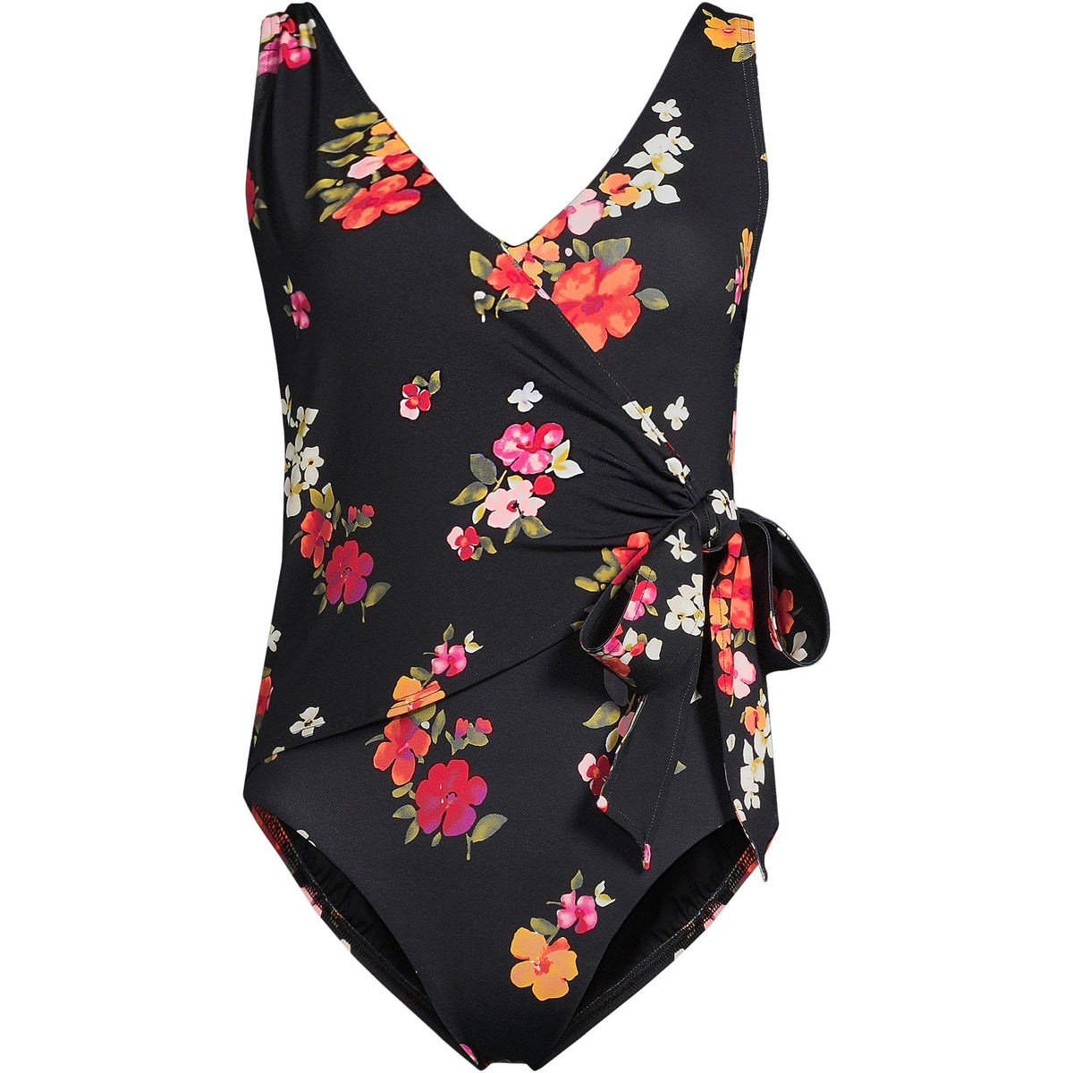 Women's Plus Size Side Tie Wrap One Piece Swimsuit