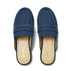 Women's Comfort Slip On Denim Penny Loafer Mules