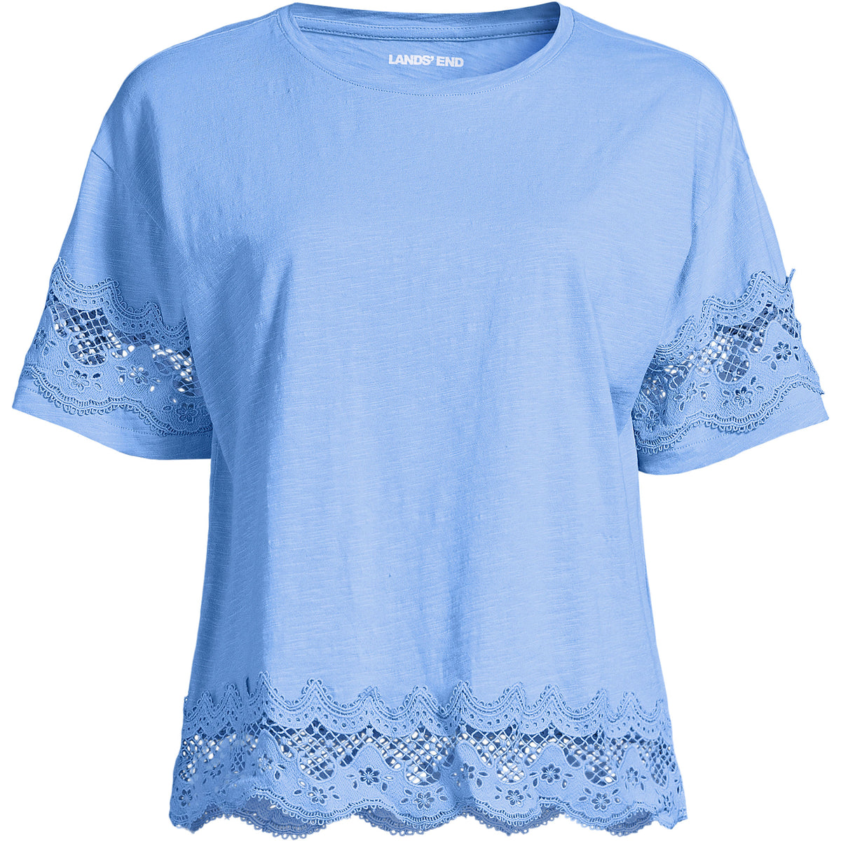 Women's Short Sleeve Slub Jersey Cutwork T-Shirt