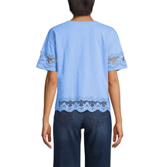 Women's Short Sleeve Slub Jersey Cutwork T-Shirt