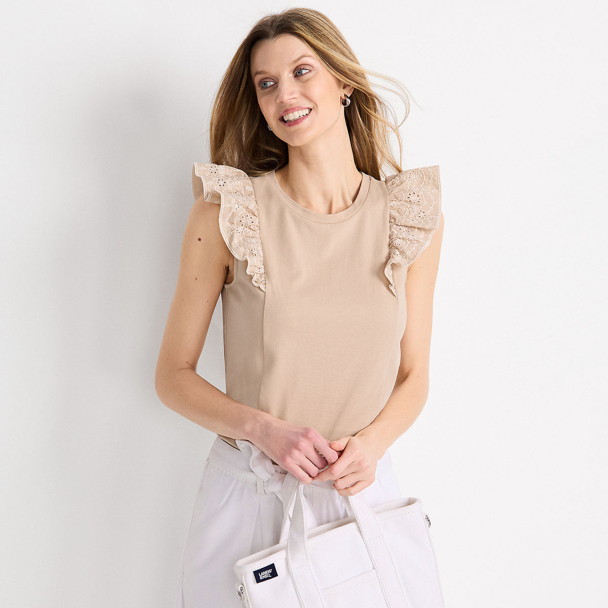 Women's Embroidered Ruffle Tank Top