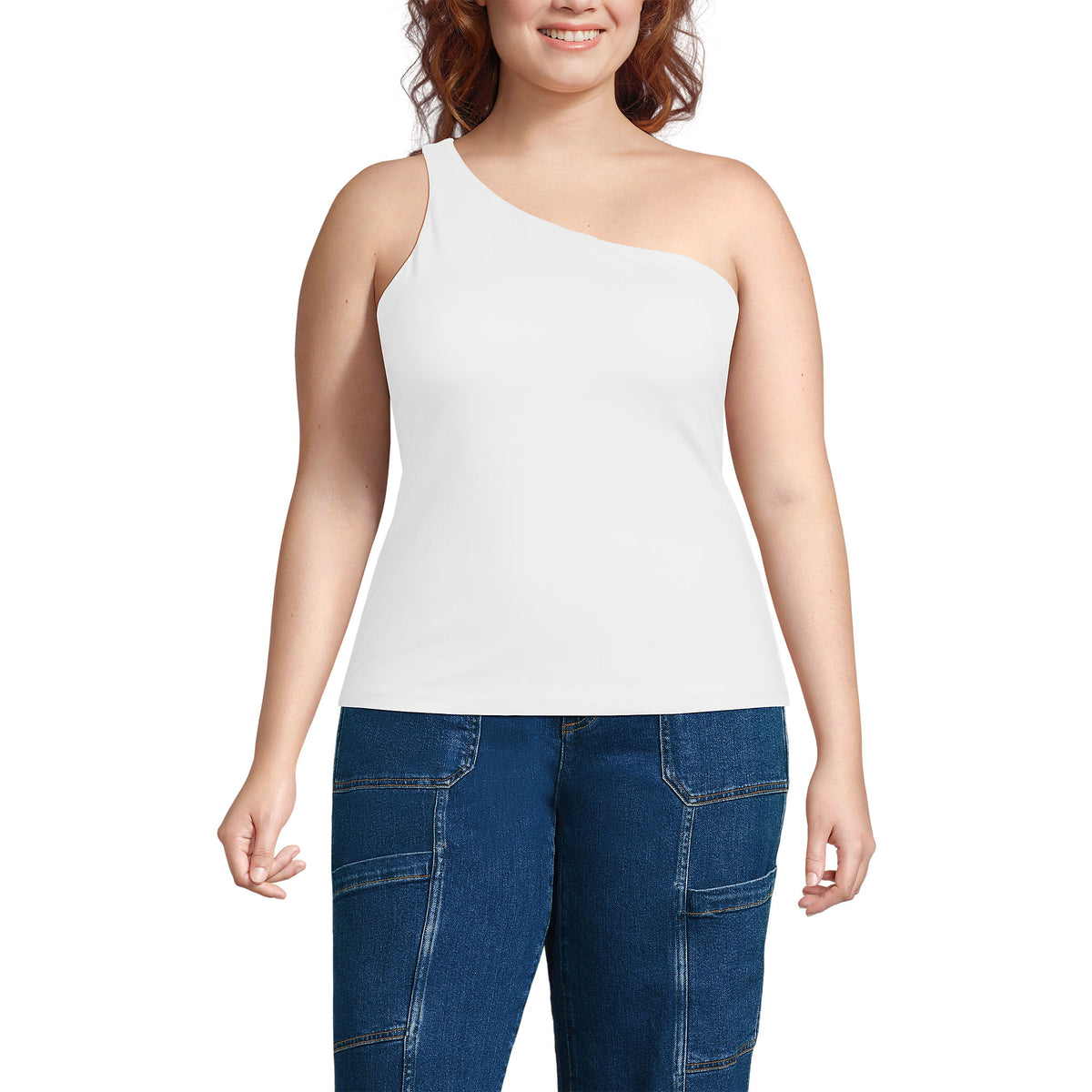 Women's Plus Size Slender One Shoulder Top