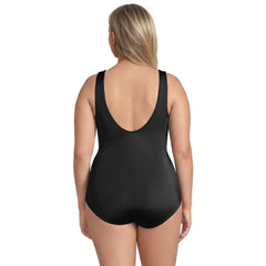 Women's Plus Size Tummy Control Tugless Low Leg One Piece Swimsuit
