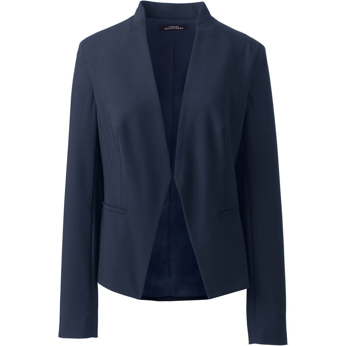 Women's Plus Size Washable Wool Collarless Blazer