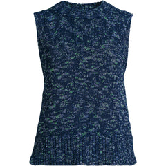 Women's Cotton Tweed Textured Crewneck Vest Sweater