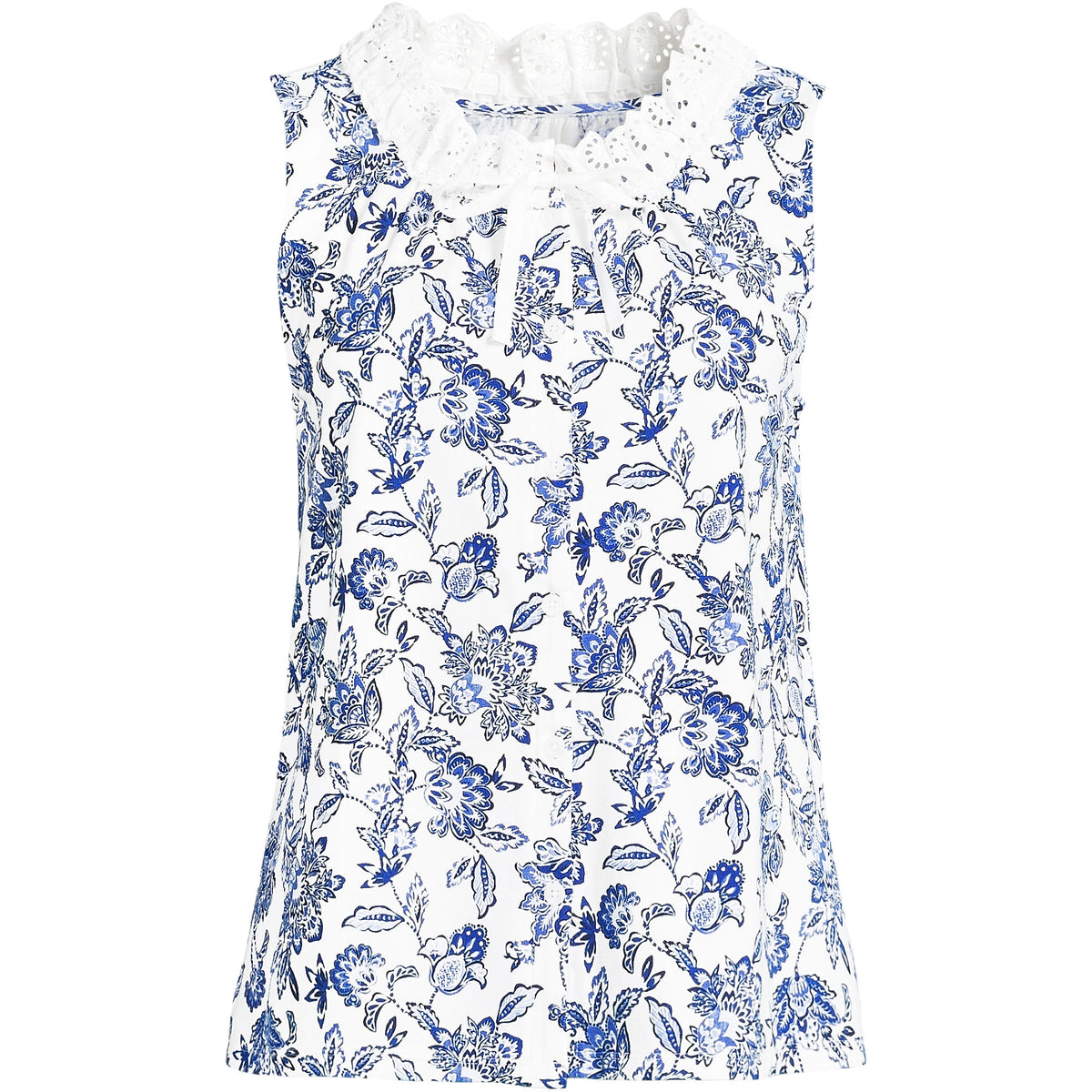 Women's Plus Size Lightweight Jersey Button Front Lace Trim Tank