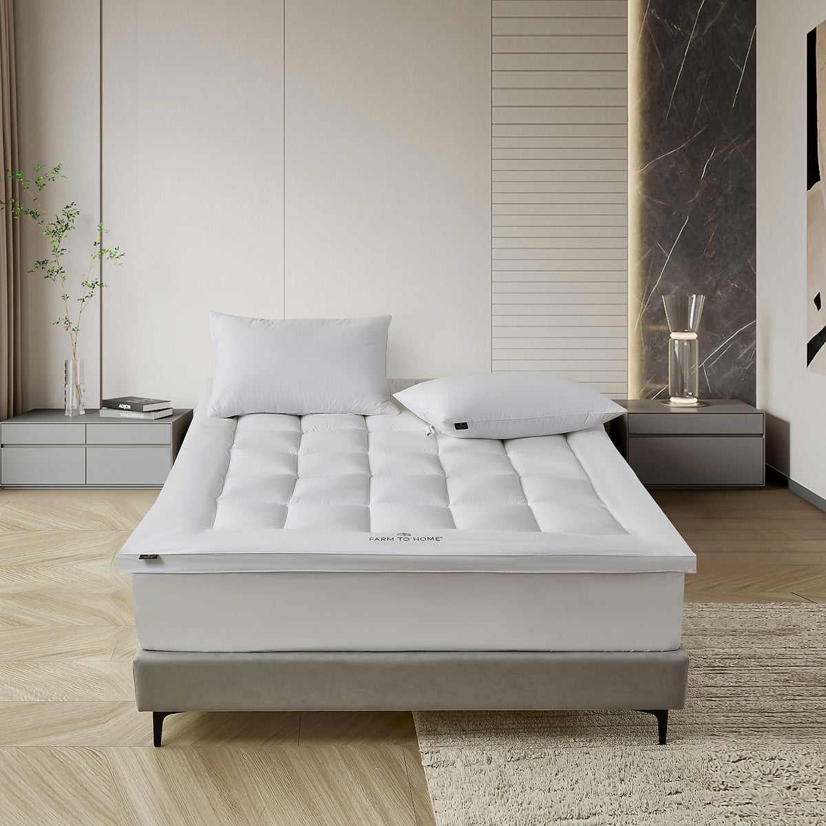 Farm to Home Organic Cotton 2" Gusseted Down Alternative Mattress Topper