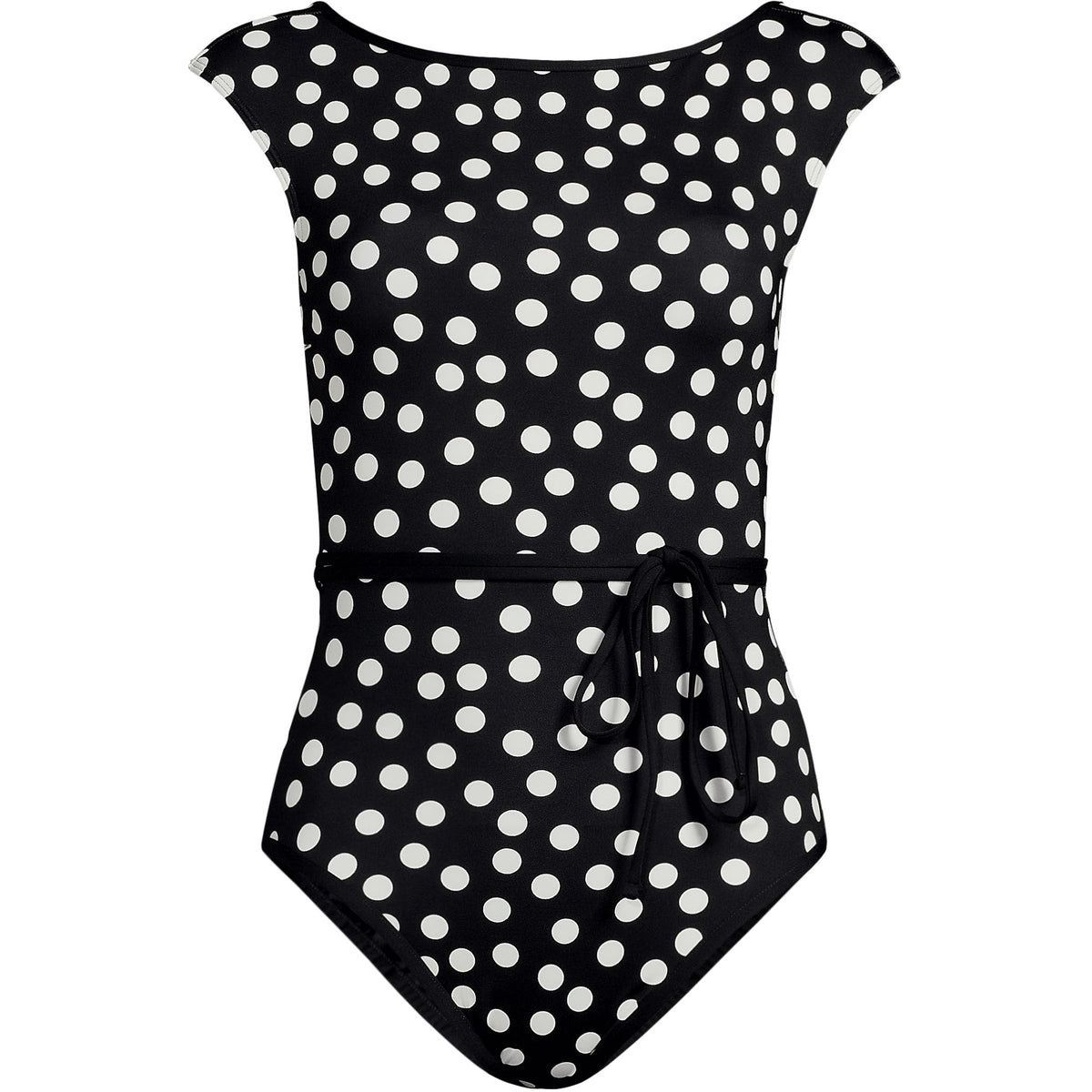 Women's High Neck Cap Sleeve Tie Belt One Piece Swimsuit
