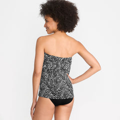 Women's Chlorine Resistant Mesh Bandeau High Leg Fauxkini One Piece Swimsuit