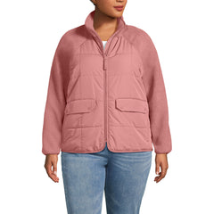 Women's Plus Size Mixed Media Sherpa Fleece Jacket