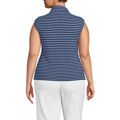 Women's Plus Size Cap Sleeve Drapey Rib Fitted Funnel Neck Tank