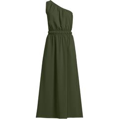 Women's Creaseless One Shoulder Midi Dress