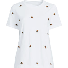 Women's Relaxed Supima Cotton Embroidered Crew Neck T-Shirt